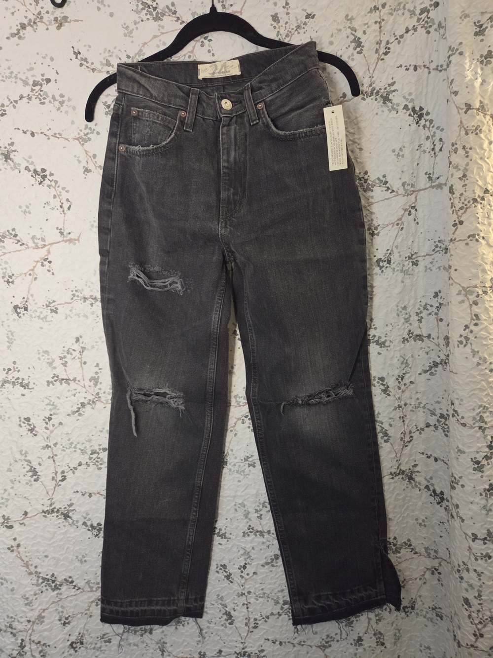 We The Free Charcoal Distressed Cropped Jeans